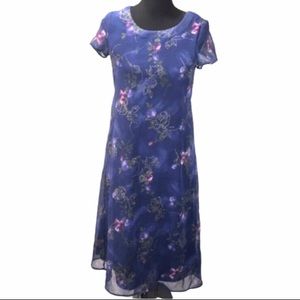 Disorderly Conduct Floral Dress Blue, Purple, Gold, 14